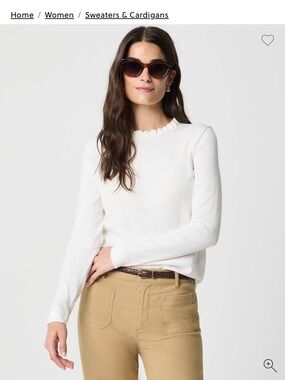J Crew NWT Ruffled Neck Sweater cream ivory women’s XS